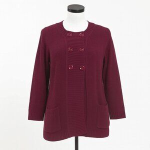 Style & Co Luxe Burgundy Double-Breasted Cardigan Effortless Elegance & Cozy 1X